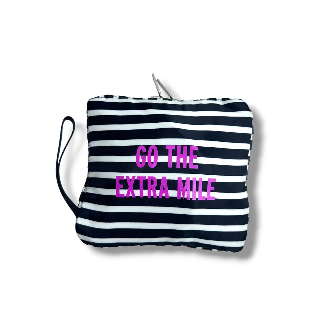Kate Spade Weekender Bag Womens Large Black White Striped Packable